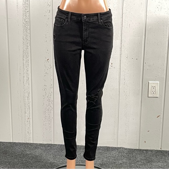 *Levi's 711 Skinny Women's Black  Distressed Jeans Sz W32/L30 - Picture 10 of 13
